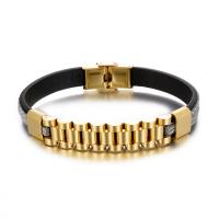 Titanium Steel Bracelet, with Microfiber PU, fashion jewelry & for man 