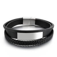 304 Stainless Steel Bracelet, with PU Leather, fashion jewelry & for man 3mmu30017mmu 