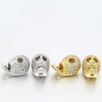 Cubic Zirconia Micro Pave Brass Beads, Skull, plated, DIY & micro pave cubic zirconia 