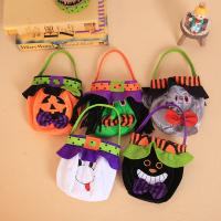 Non-woven Fabrics Halloween Handbag, with Pleuche, Halloween Design 