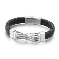 Titanium Steel Bracelet, with PU Leather, fashion jewelry & for man 
