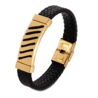 304 Stainless Steel Bracelet, with PU Leather, plated, fashion jewelry & for man 