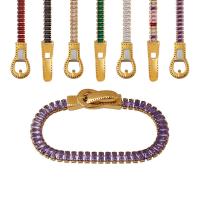Bracelets Zircon cubique (CZ), Acier titane, Placage de couleur d'or, magnétique & pavé de micro zircon & pour femme, plus de couleurs à choisir .1 pouce, Vendu par PC
