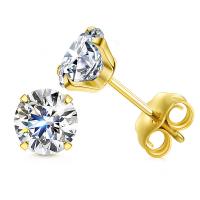 Cubic Zircon (CZ) Stud Earring, 304 Stainless Steel, Vacuum Ion Plating, Unisex & with cubic zirconia 