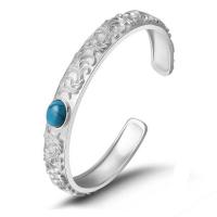 Cupronickel Cuff Bangle, with turquoise, plated, Adjustable & for woman 60mm 
