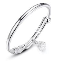 Cupronickel Bangle, silver color plated, Adjustable & for woman, silver color, 60mm 