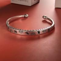Cupronickel Cuff Bangle, thick silver plated, Adjustable & Unisex, original color, 60mm 