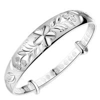 Cupronickel Bangle, real silver plated, Adjustable & for woman, silver color, 60mm 