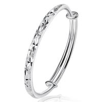Cupronickel Bangle, real silver plated, Adjustable & for woman, original color, 60mm 