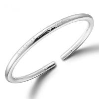 Cupronickel Cuff Bangle, real silver plated, Adjustable & for woman, silver color, 60mm 