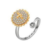 Brass Cuff Finger Ring, plated, Adjustable & micro pave cubic zirconia & for woman, original color 
