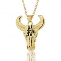 Brass Jewelry Necklace, Bull, gold color plated, for woman & enamel Approx 17.7 Inch 