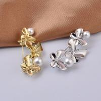 Zinc Alloy Jewelry Brooch, with Plastic Pearl, for woman 42mm 
