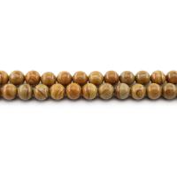 Holzmaserung Stein Perlen, Grain Stein, rund, poliert, DIY & verschiedene Größen vorhanden, gelb, Länge:ca. 38 cm, verkauft von Strang