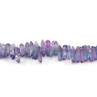 Elektrophorese Plating Quarz Perlen, Klarer Quarz, Unregelmäßige, plattiert, DIY & verschiedene Größen vorhanden, violett, Länge:ca. 38 cm, verkauft von Strang