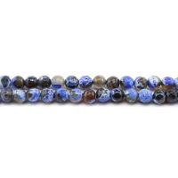 Natürliche Feuerachat Perlen, rund, poliert, DIY & verschiedene Größen vorhanden & facettierte, blau, Länge:ca. 38 cm, verkauft von Strang