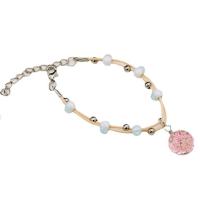 Glass Beads Multilayer Bracelets, Porcelain, with Dried Flower & Wax Cord & Glass & Zinc Alloy, plated, for woman & enamel Approx 7.08 Inch 