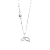 Cubic Zircon Micro Pave Sterling Silver Necklace, 925 Sterling Silver, with White Shell, Mermaid tail, plated, micro pave cubic zirconia & for woman & hollow Approx 15.35 Inch 