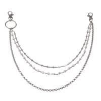 alliage de zinc chaîne de taille, avec perle de plastique, Placage, multicouche & unisexe, 32mm cm, 43 cm, 50 cm, Vendu par PC
