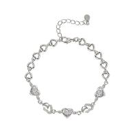 Cubic Zirconia Micro Pave Brass Bracelet, with 4cm extender chain, Heart, platinum color plated, fashion jewelry & adjustable & micro pave cubic zirconia & for woman Approx 16 cm 