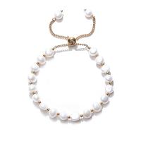 Cultured Freshwater Pearl Bracelets, 304 Stainless Steel, with Freshwater Pearl, 18K gold plated, Adjustable & fashion jewelry & for woman 