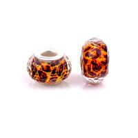 European Resin Beads, with Iron, Flat Round, silver color plated, DIY & faceted, yellow Approx 