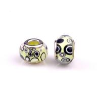 European Resin Beads, with Iron, Flat Round, silver color plated, DIY, yellow Approx 