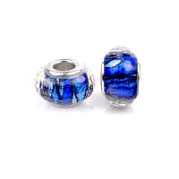 European Resin Beads, with Iron, Flat Round, silver color plated, DIY, blue Approx 