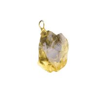 Citrine Pendant, with brass wire, Nuggets, gold color plated, fashion jewelry, yellow, 20-30mm 