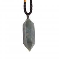 Labradorite Necklace, with Nylon Cord, Conical, fashion jewelry, 40-50mm .75 Inch 