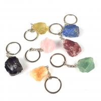 Gemstone Key Clasp, with Iron, silver color plated 30-40mm 