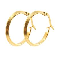 Stainless Steel Hoop Earring, 304 Stainless Steel, 18K gold plated, fashion jewelry & for woman, golden, 23.4mm 