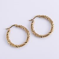 Stainless Steel Hoop Earring, 316L Stainless Steel, 18K gold plated, fashion jewelry & for woman, golden, 30mm 