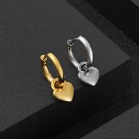 Huggie Hoop Drop Earring, 316L Stainless Steel, Heart, machine polished, fashion jewelry & Unisex 10.7mm,10mm 