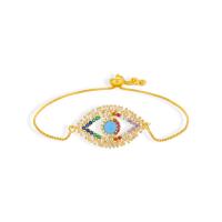 Cubic Zirconia Micro Pave Brass Bracelet, Eye, gold color plated, micro pave cubic zirconia & for woman, gold, 230mm 