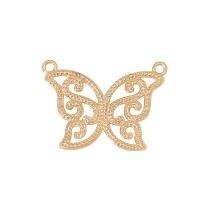Hollow Brass Pendants, Butterfly, gold color plated, Unisex & double-hole, golden Approx 