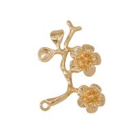 Brass Flower Pendants, gold color plated, Unisex, golden Approx 