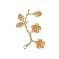 Brass Flower Pendants, Branch, gold color plated, Unisex, golden Approx 