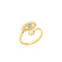 Cubic Zirconia Micro Pave Brass Finger Ring, Eye, gold color plated, Adjustable & micro pave cubic zirconia & for woman & enamel, gold 