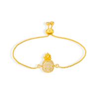 Cubic Zirconia Micro Pave Brass Bracelet, Pineapple, gold color plated, Adjustable & micro pave cubic zirconia & for woman, gold, 230mm 