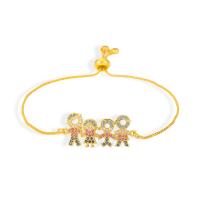 Cubic Zirconia Micro Pave Brass Bracelet, gold color plated, Adjustable & micro pave cubic zirconia & for woman, gold, 230mm 
