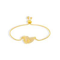 Cubic Zirconia Micro Pave Brass Bracelet, Footprint, gold color plated, Adjustable & Unisex & micro pave cubic zirconia, gold, 230mm 