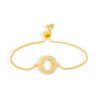 Cubic Zirconia Micro Pave Brass Bracelet, gold color plated, Adjustable & micro pave cubic zirconia & for woman, gold, 230mm 