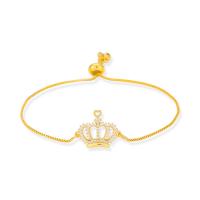 Cubic Zirconia Micro Pave Brass Bracelet, Crown, gold color plated, micro pave cubic zirconia & for woman, gold, 230mm 
