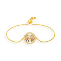 Cubic Zirconia Micro Pave Brass Bracelet, gold color plated, micro pave cubic zirconia & for woman, gold, 230mm 