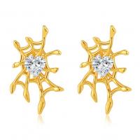 Cubic Zircon Brass Earring, Spider Web, 18K gold plated, micro pave cubic zirconia & for woman & hollow 