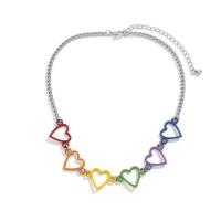 Zinklegierung Halskette, mit Eisenkette, mit Verlängerungskettchen von 2.7inch, Herz, Platinfarbe platiniert, für den Menschen & hohl, Länge:ca. 13.7 ZollInch, verkauft von PC