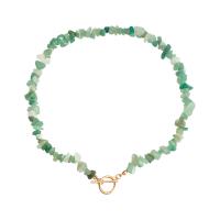 Gemstone Chip Necklaces, Zinc Alloy, with Jadeite, gold color plated, fashion jewelry & for woman, green cm 
