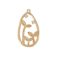 Cubic Zirconia Micro Pave Brass Pendant, Teardrop, gold color plated, fashion jewelry & Unisex & micro pave cubic zirconia & hollow, golden Approx 