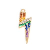 Cubic Zirconia Micro Pave Brass Pendant, Lightning Symbol, gold color plated, Unisex & micro pave cubic zirconia, golden Approx 